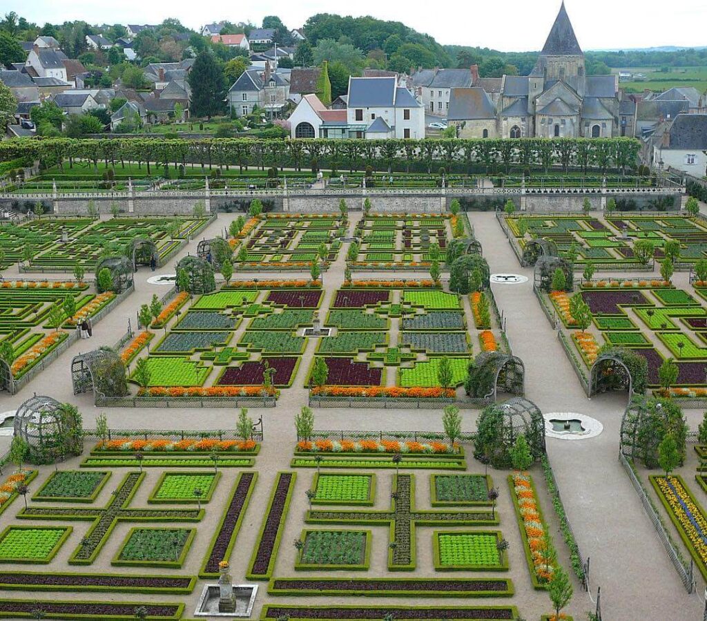 Geometric vegetable beds in the Decorative Kitchen Garden at Château de Villandry