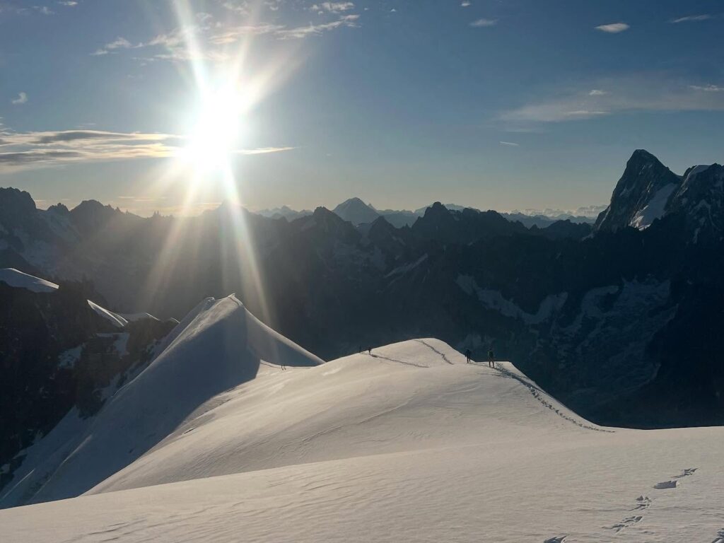 Early morning view from Aiguille du Midi before crowds arrive