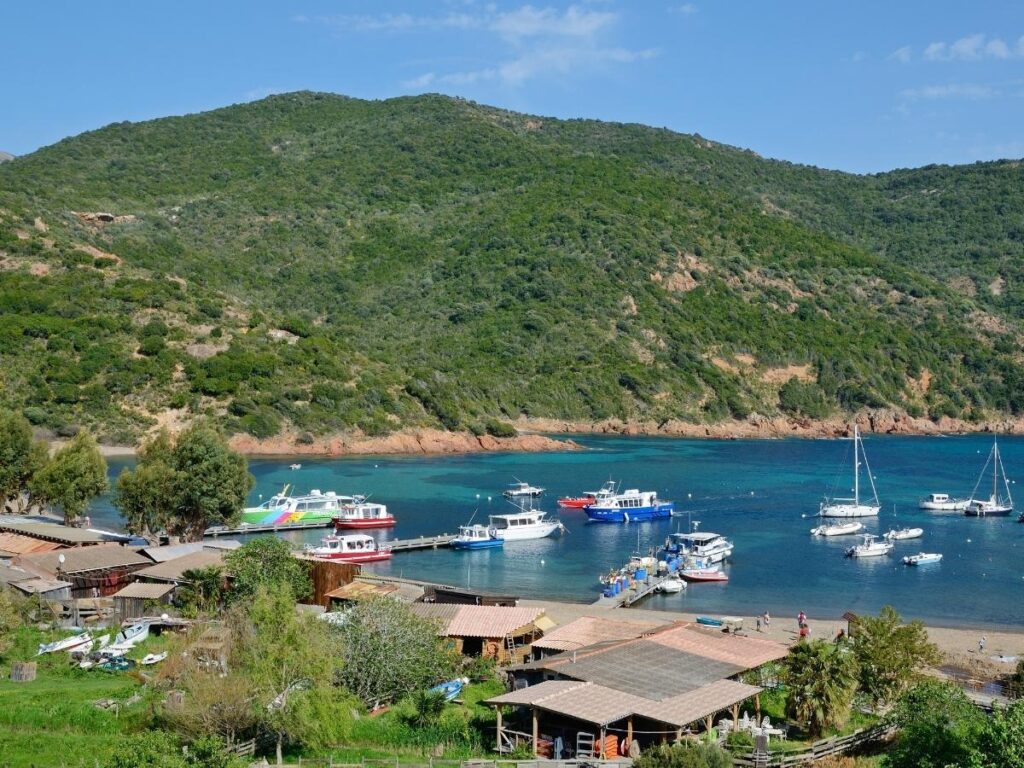 Harbor and waterfront restaurants in the village of Girolata