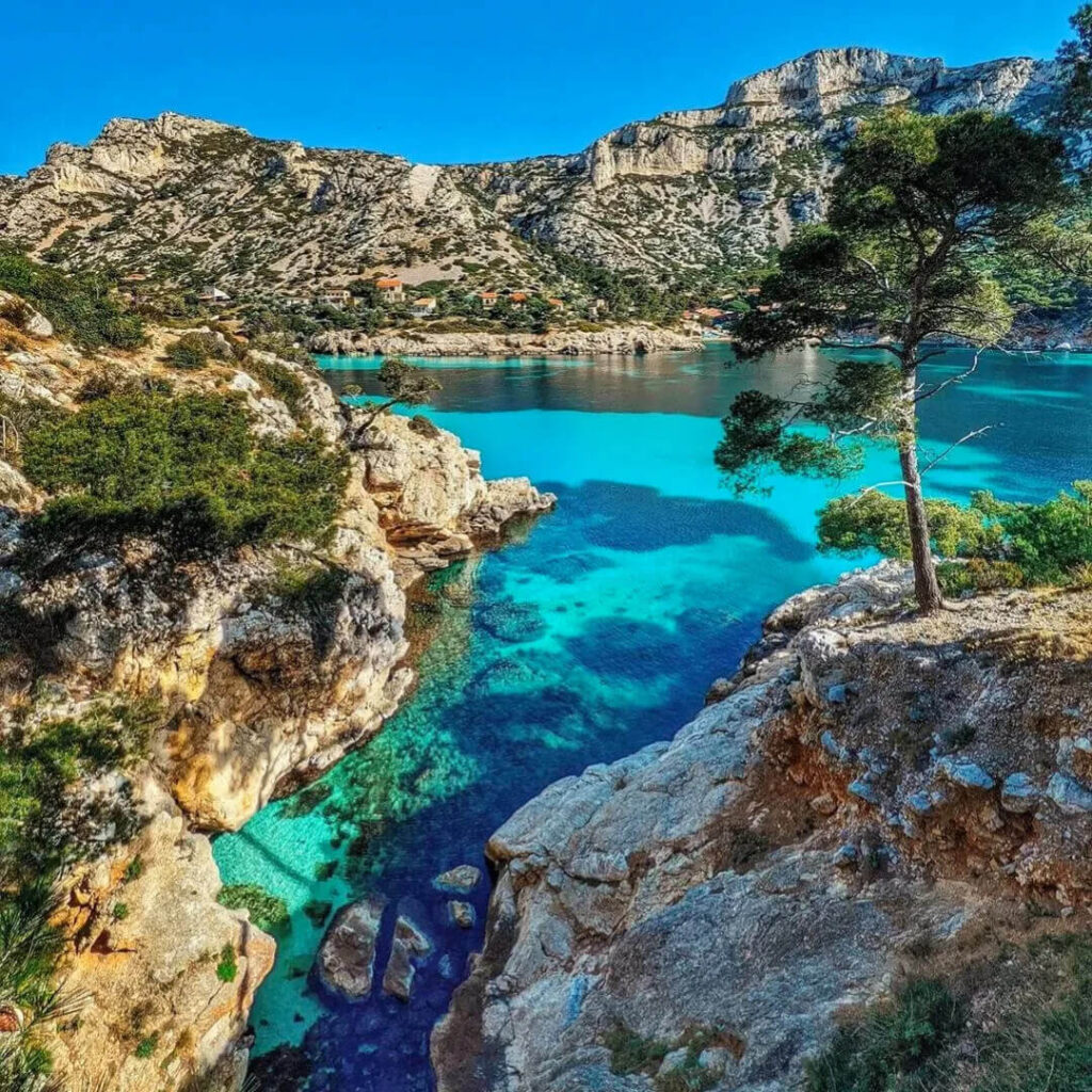 Panoramic view of Calanque d'En-Vau in Calanques National Park