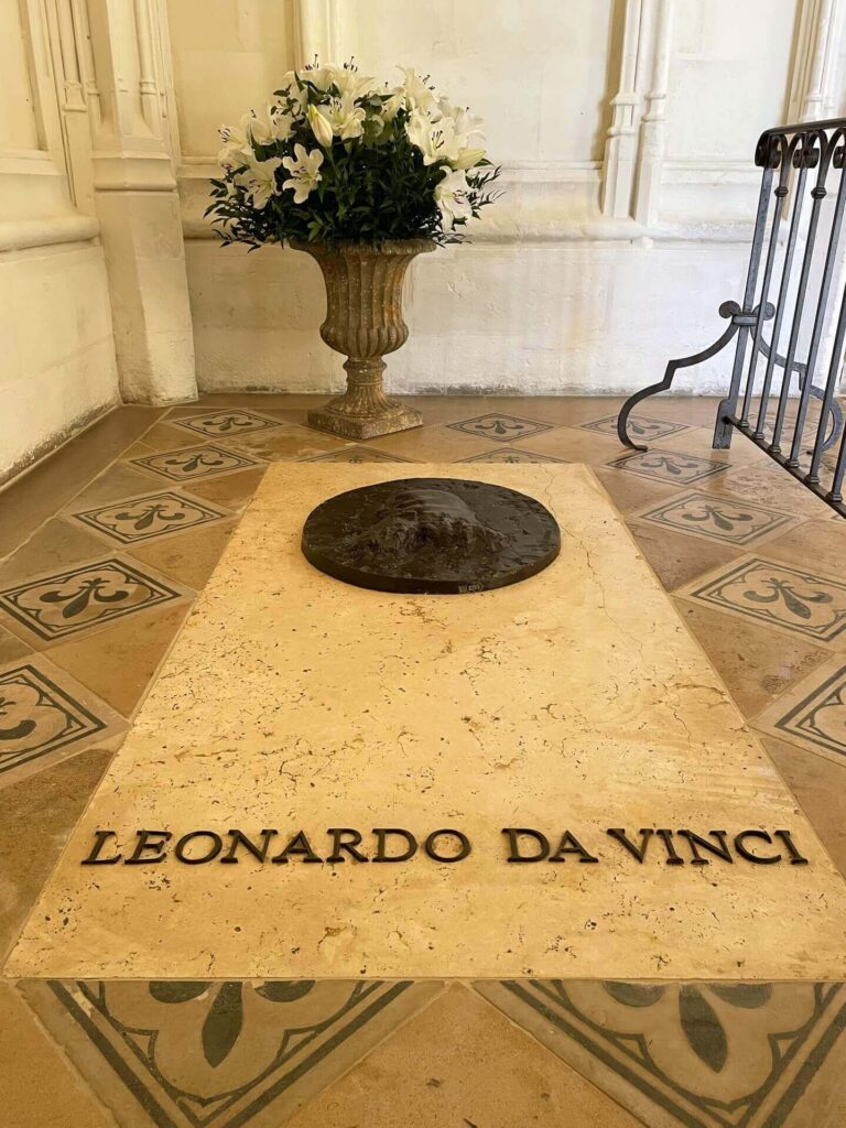 Tomb of Leonardo da Vinci inside Saint-Hubert Chapel at Château d'Amboise