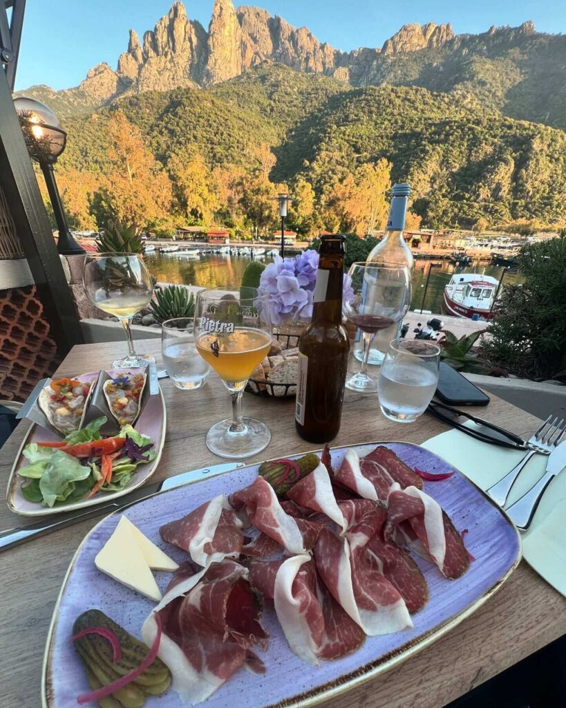 Outdoor café in the village of Piana near the Calanques de Piana