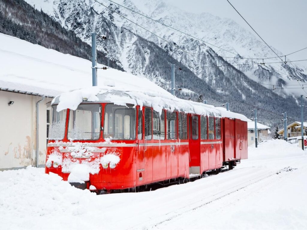 Montenvers Railway overlooking the Mer de Glace glacier
