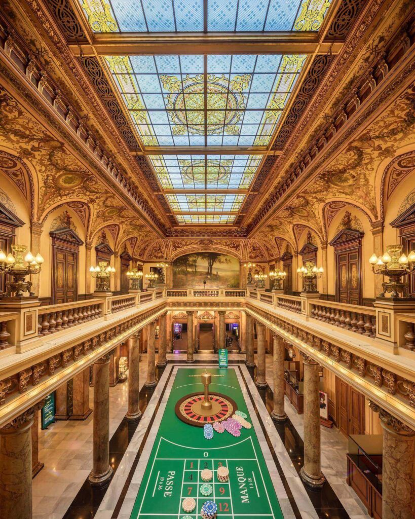 Monte Carlo Casino illuminated after sunset
