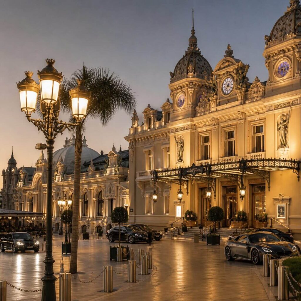 Historic facade of Monte Carlo Casino in Monaco