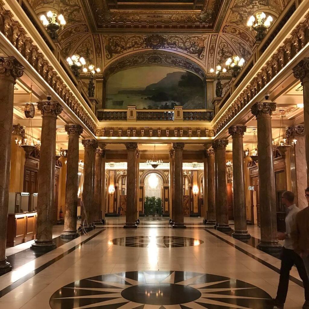 Historic interior architecture inside Monte Carlo Casino