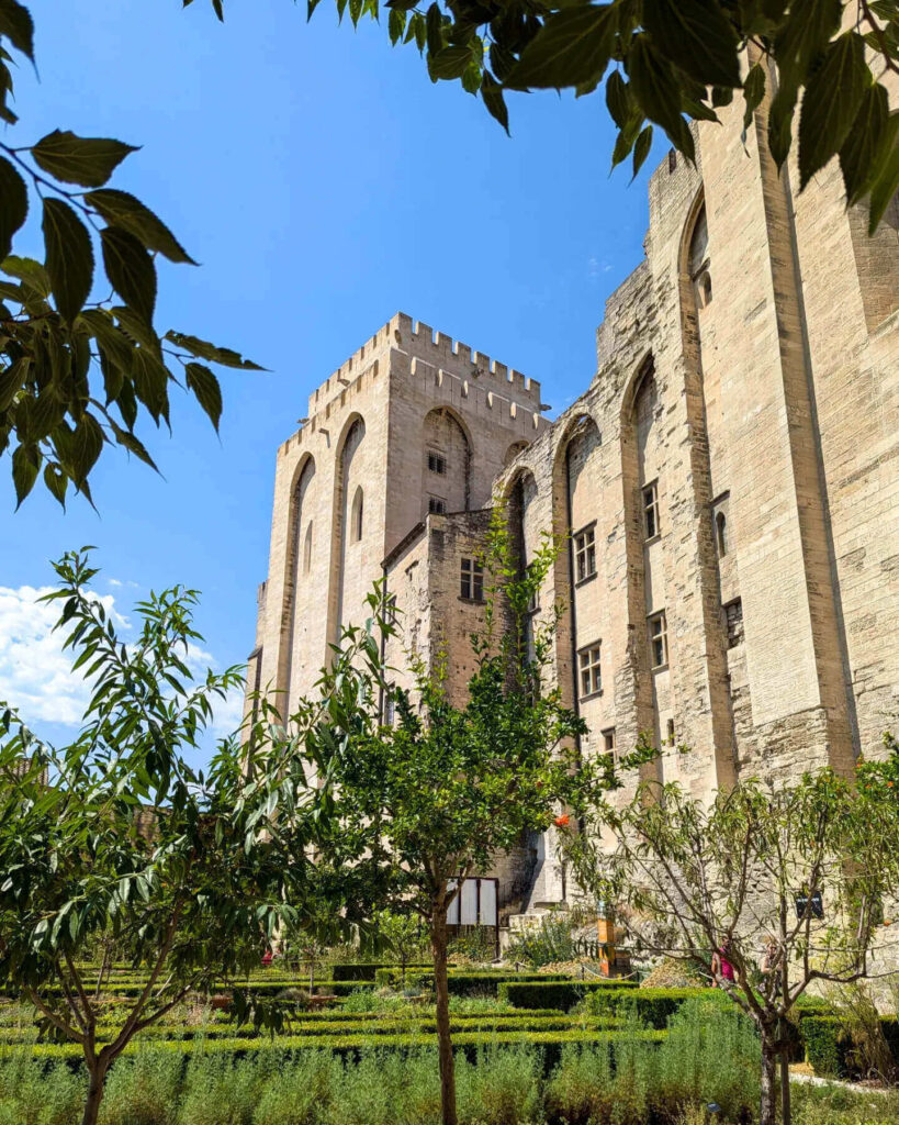 Fortress-like architecture of Palais des Papes in Avignon