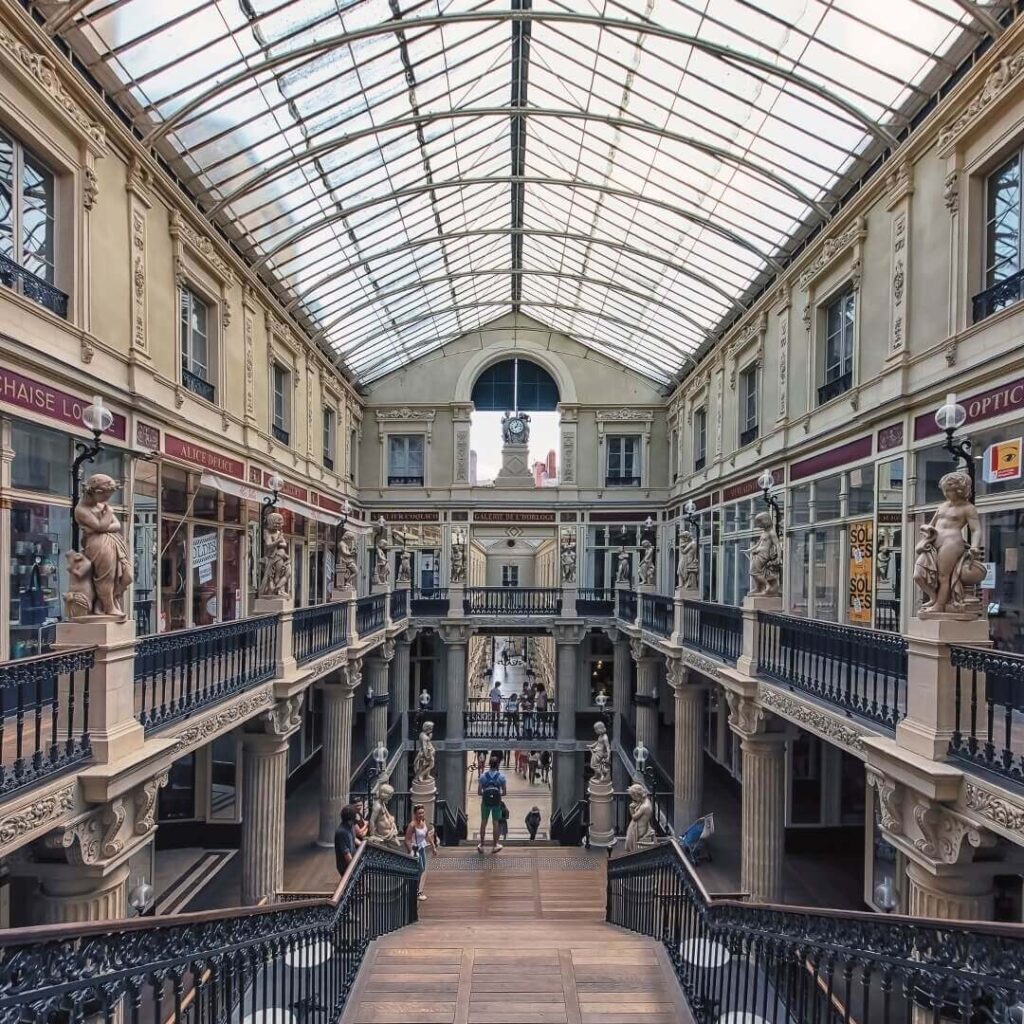 Historic interior of Passage Pommeraye shopping arcade in Nantes