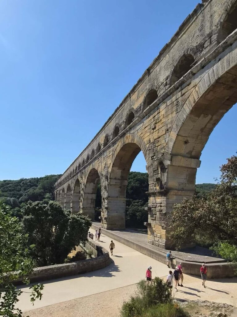 Early morning view of Pont du Gard before crowds arrive