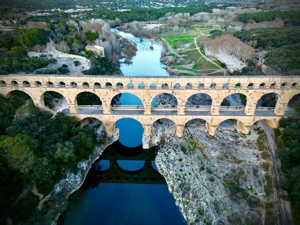 Upper aqueduct channel at Pont du Gard used to transport water to Nîmes