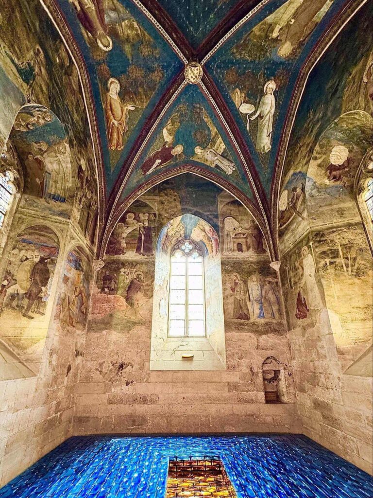 Medieval frescoes inside the Pope's Apartments at Palais des Papes