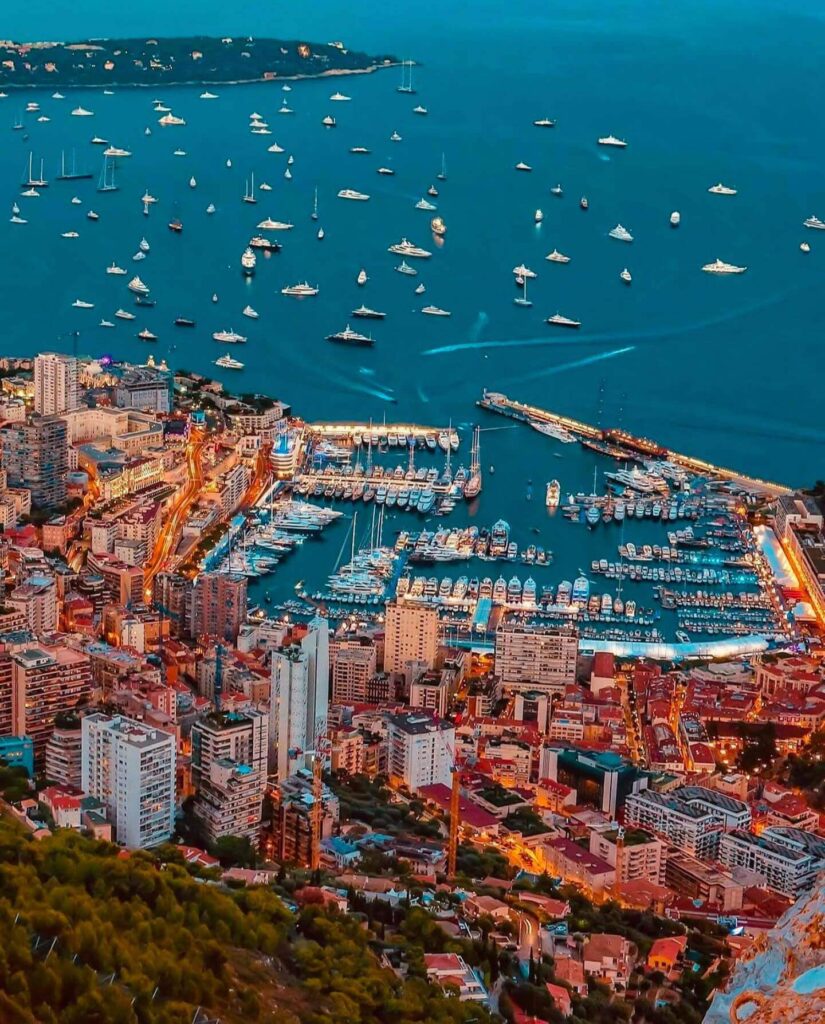 Port Hercule harbor with luxury yachts in Monaco