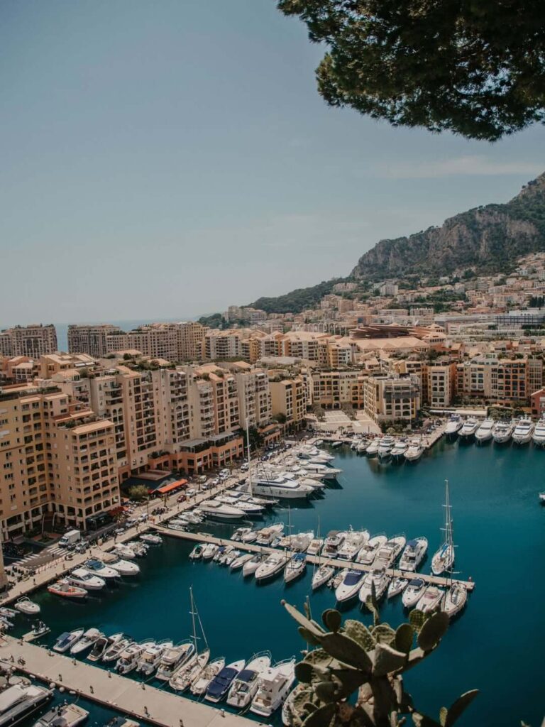 Luxury yachts docked in Port Hercule harbor in Monaco