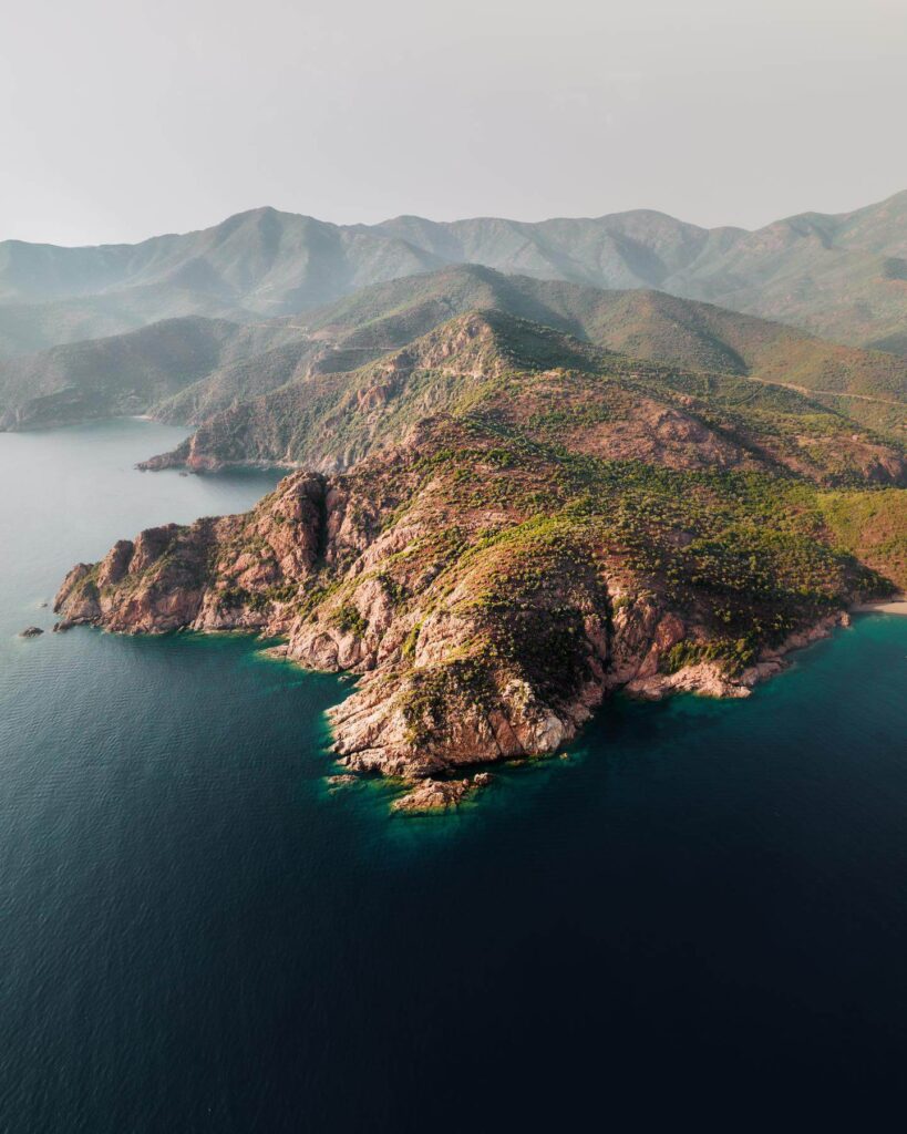 Peaceful coastline of Scandola Nature Reserve in early autumn