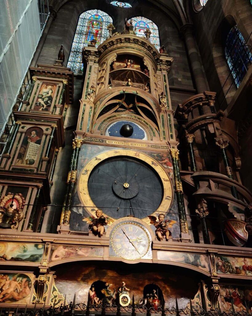 Famous astronomical clock inside Strasbourg Cathedral in France