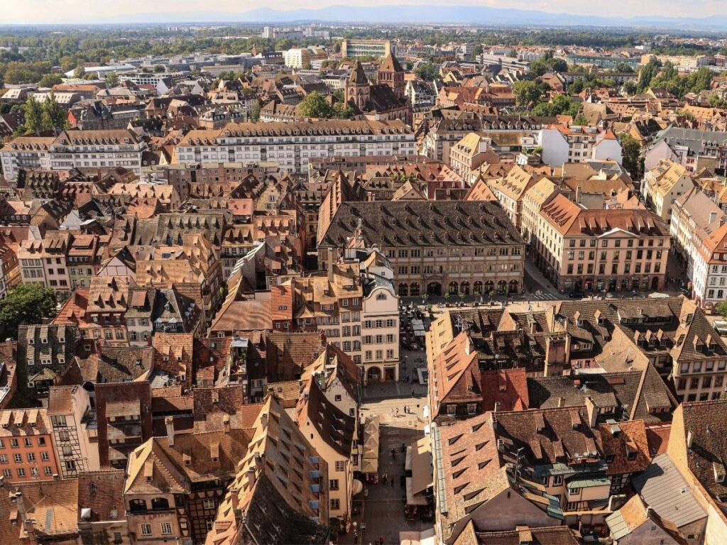 Panoramic view of Strasbourg from Strasbourg Cathedral tower