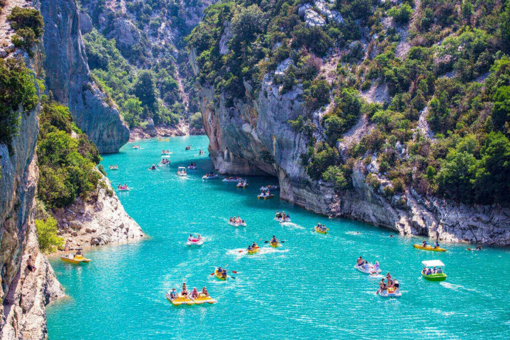 Kayaking near Pont du Galetas during a two-day visit to Gorges du Verdon