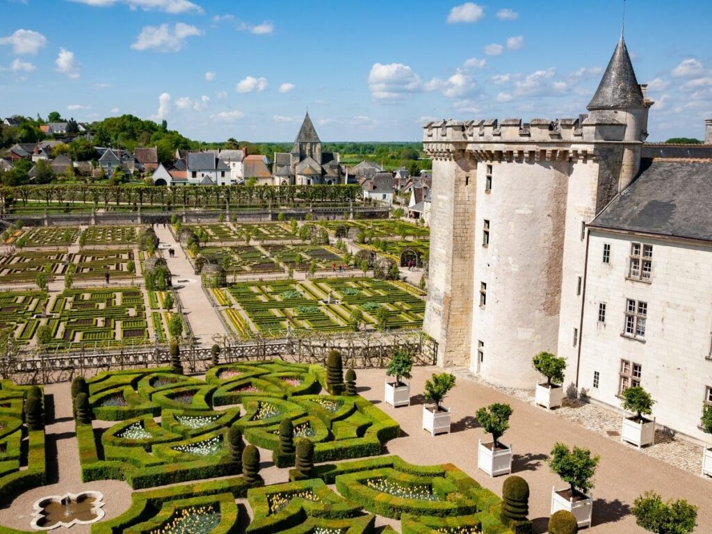 View from the Belvedere overlooking the gardens and château at Villandry