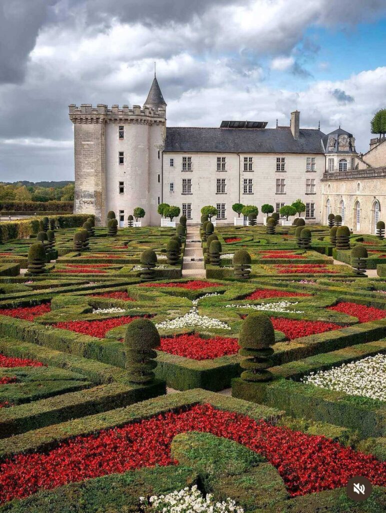 View from the Belvedere overlooking the gardens and château at Villandry