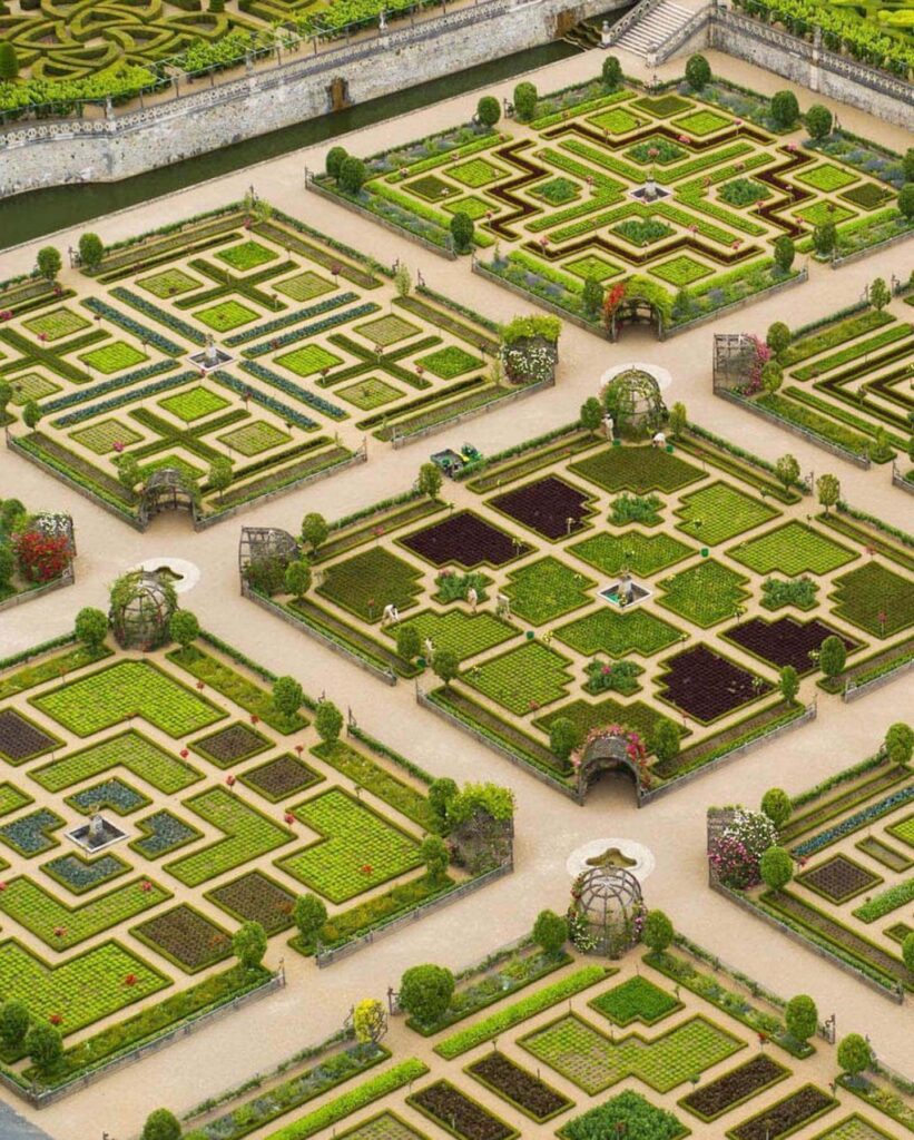 Château de Villandry gardens viewed from above
