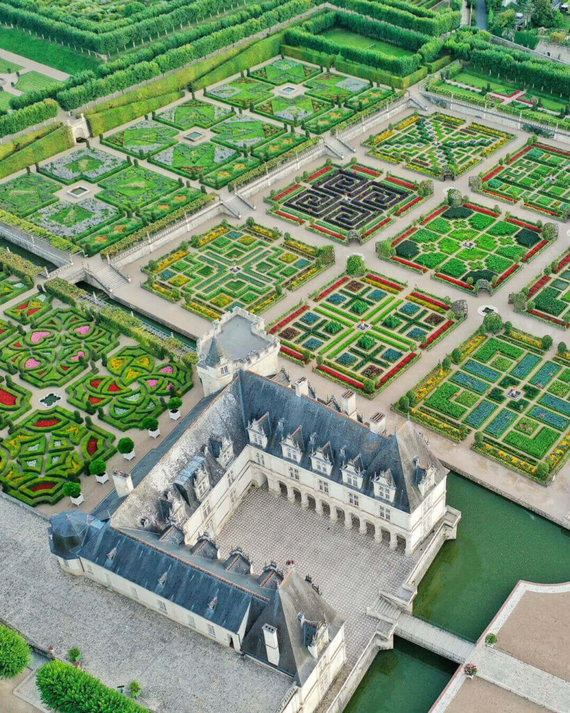 Vibrant summer gardens at Château de Villandry in full bloom