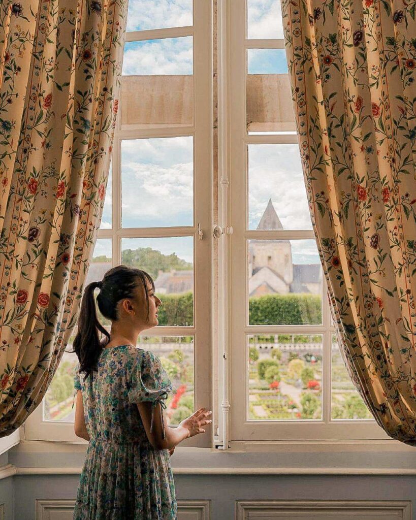 View of Villandry's gardens from inside the château