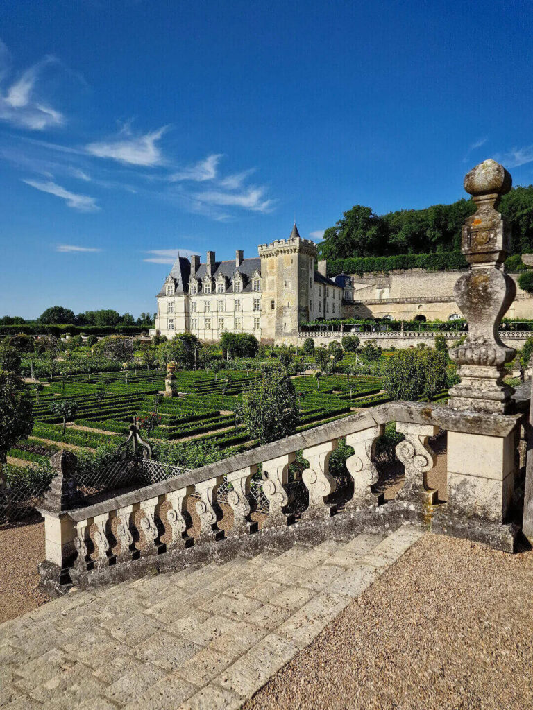 View from the Belvedere overlooking the main gardens at Château de Villandry