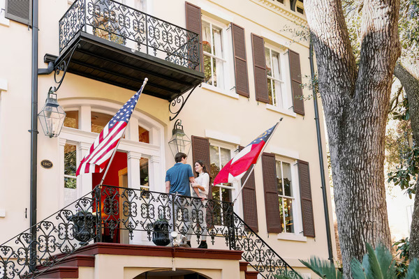 Exterior view of Eliza Thompson House, a historic boutique inn in Savannah, Georgia.