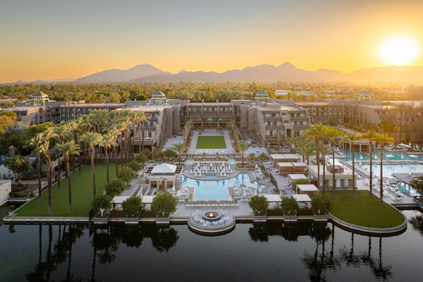 Exterior view of Grand Hyatt Scottsdale Resort showcasing elegant Southwestern-inspired architecture