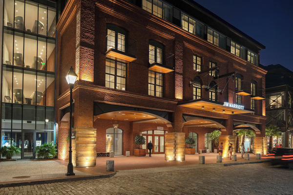 Exterior view of JW Marriott Savannah Plant Riverside District along the Savannah River.