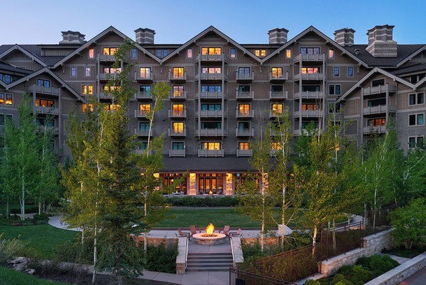 Exterior view of Montage Deer Valley, a luxury mountain resort in Park City, Utah, featuring elegant alpine architecture, scenic mountain views, and year-round outdoor recreation.