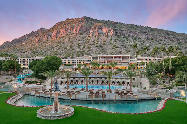 Exterior view of The Phoenician resort showcasing its upscale Mediterranean-inspired architecture in Scottsdale