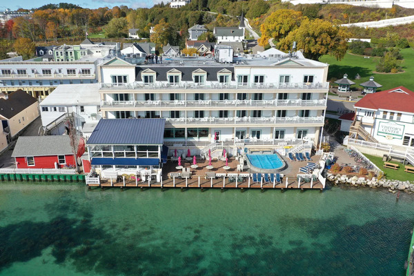 Chippewa Hotel Waterfront on Mackinac Island featuring comfortable lakeside accommodations, scenic Lake Huron views, modern amenities, and a prime waterfront location near island attractions.