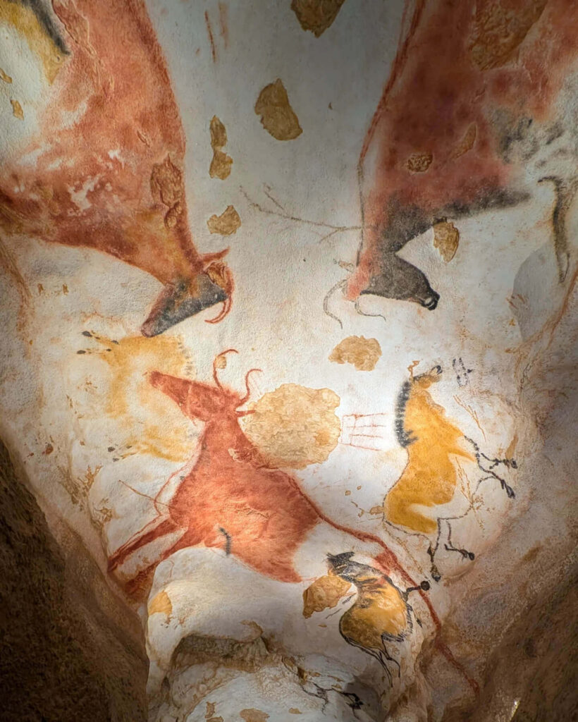Animal paintings in the Hall of the Bulls at Lascaux