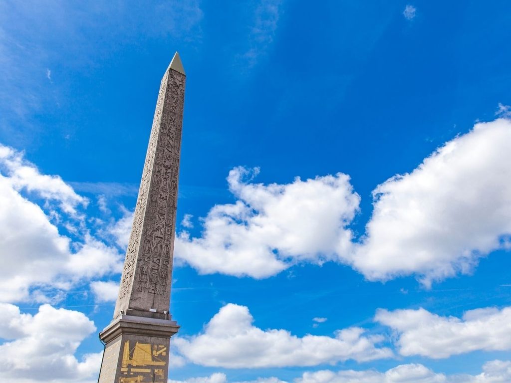 Luxor Obelisk standing in the center of Place de la Concorde in Paris