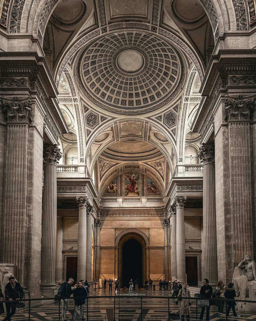 Visitors around the Panthéon in Paris during the afternoon