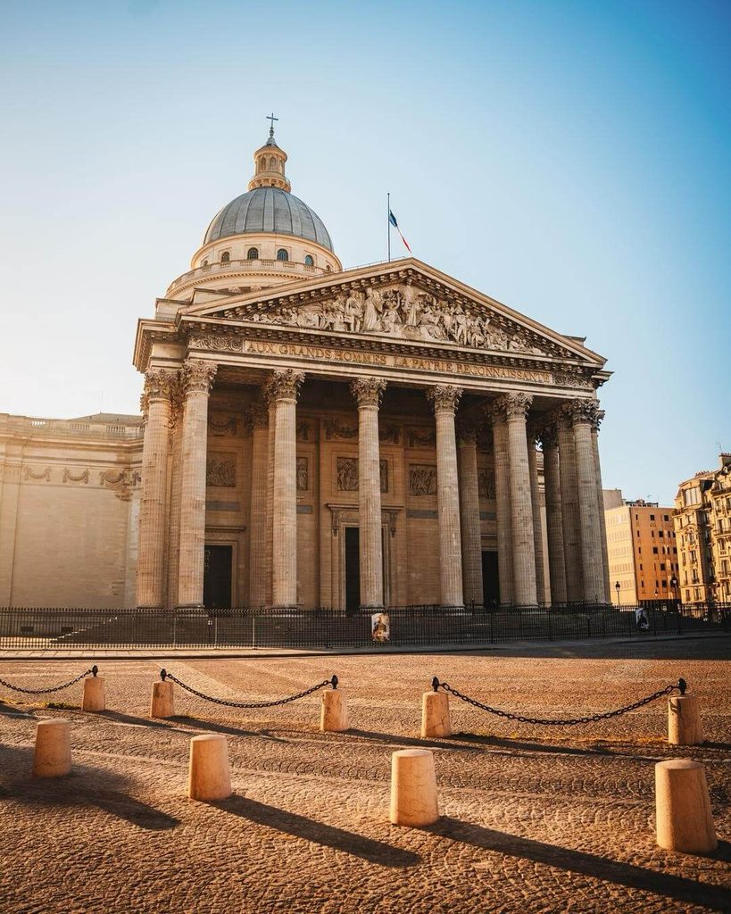 Corinthian columns and triangular pediment of the Panthéon in Paris