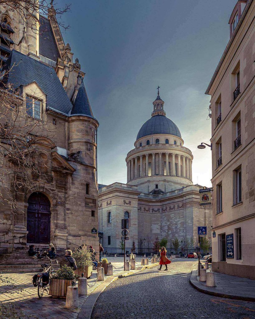 Memorials and tombs inside the Panthéon crypt in Paris