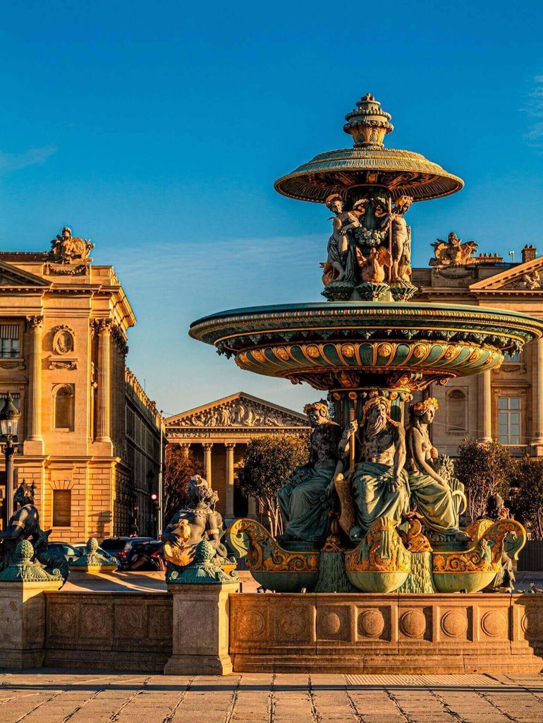 Eight statues representing French cities around Place de la Concorde in Paris