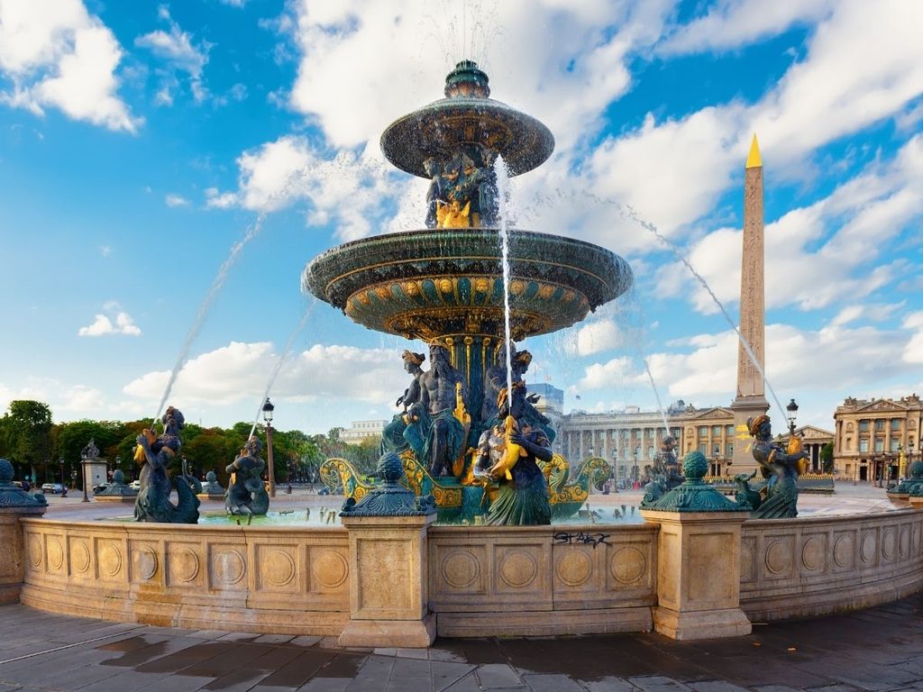 Place de la Concorde fountains and 19th-century design by Jacques-Ignace Hittorff
