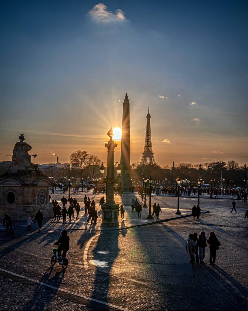 Place de la Concorde and Luxor Obelisk at sunset in Paris