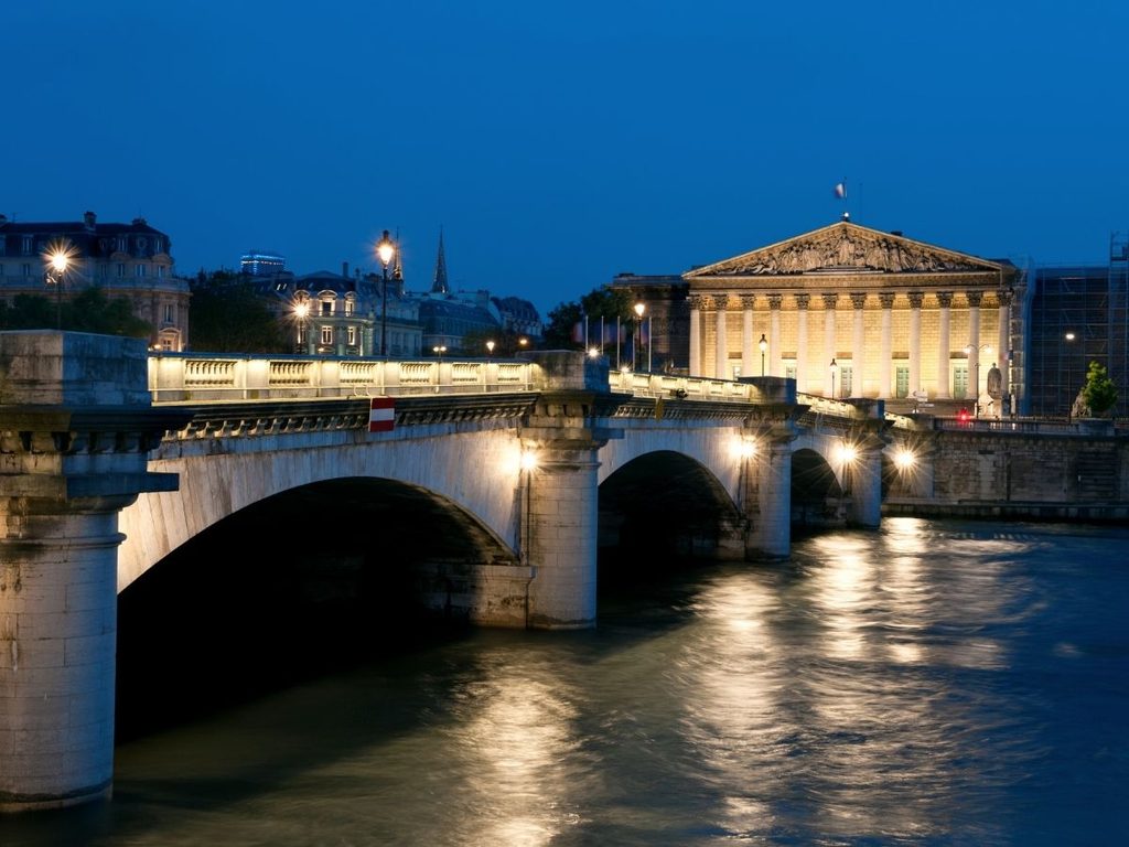 View of Pont de la Concorde and the Seine from Place de la Concorde