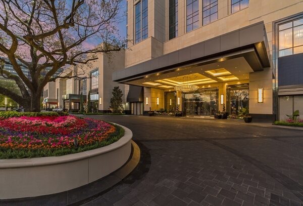 The Post Oak Hotel at Uptown Houston featuring its luxurious exterior, elegant architecture, upscale accommodations, and five-star amenities in Houston, Texas.