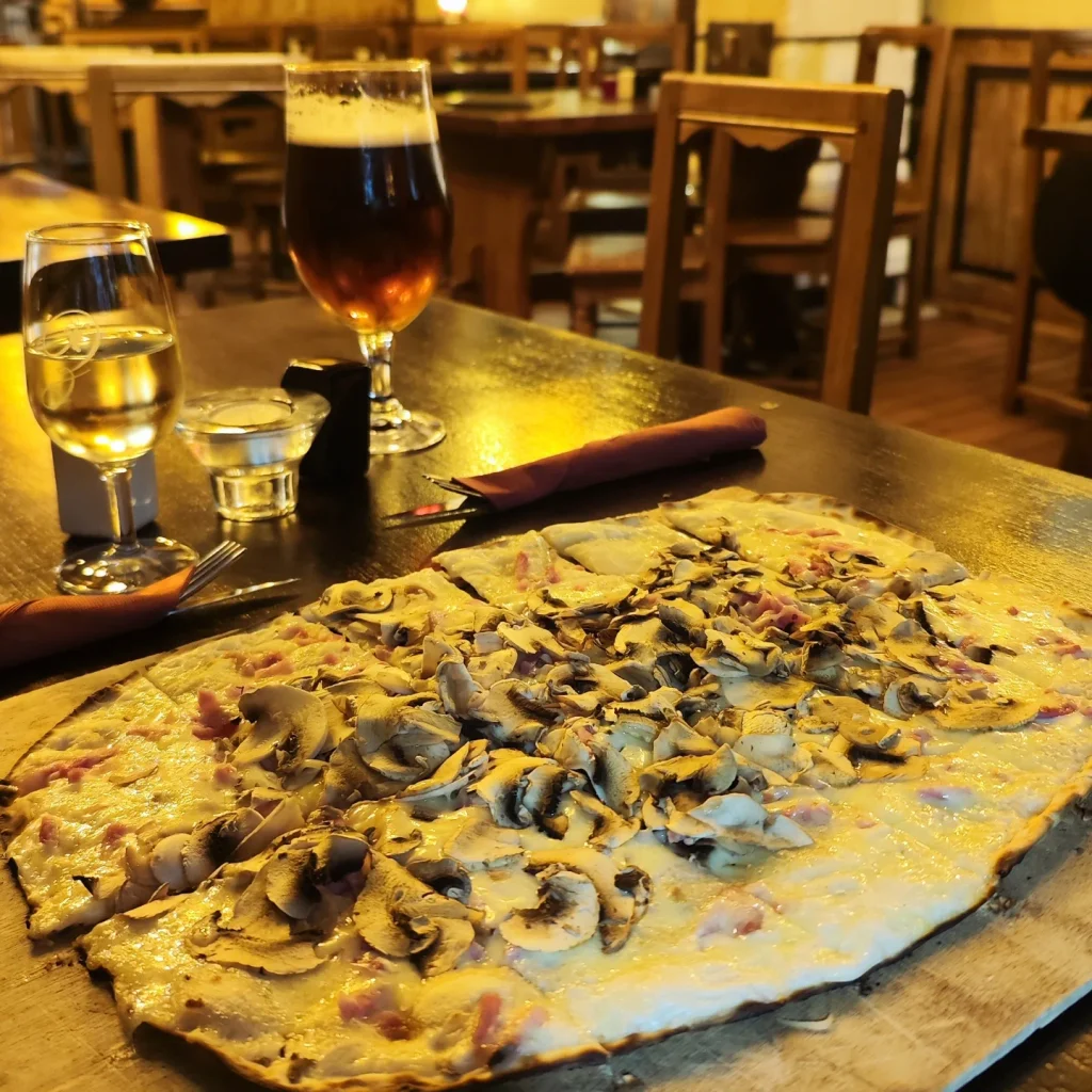 Traditional Alsatian food served in a Riquewihr winstub