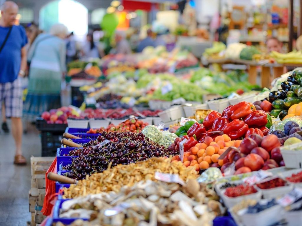 Local produce and regional food at a market in Beynac-et-Cazenac