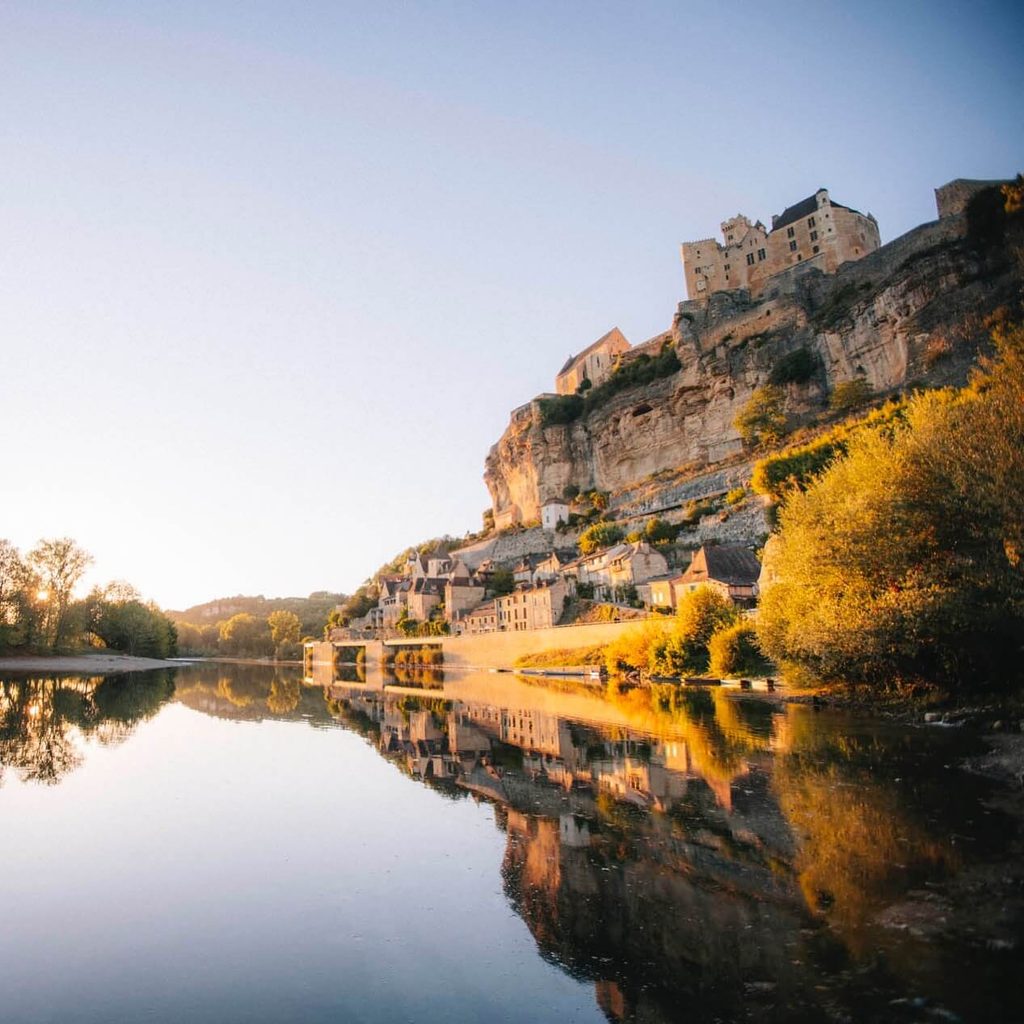 Dordogne River waterfront beneath the village of Beynac-et-Cazenac
