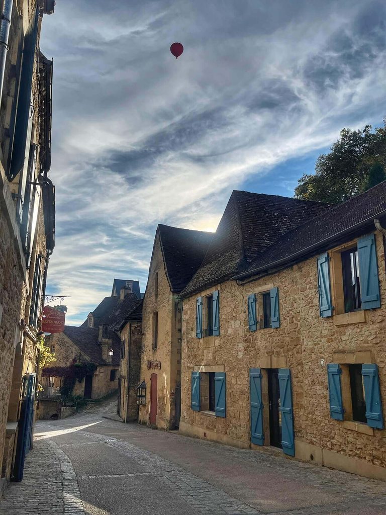 Quiet medieval streets of Beynac-et-Cazenac in winter