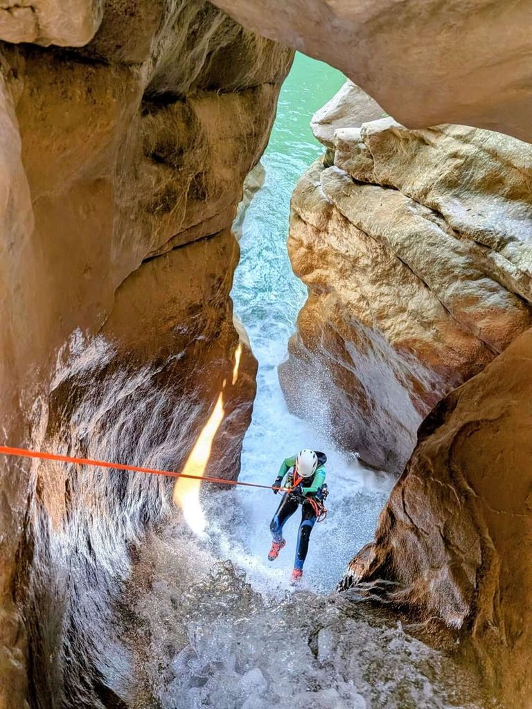 Canyoning through the rocky landscape of the Gorges du Tarn