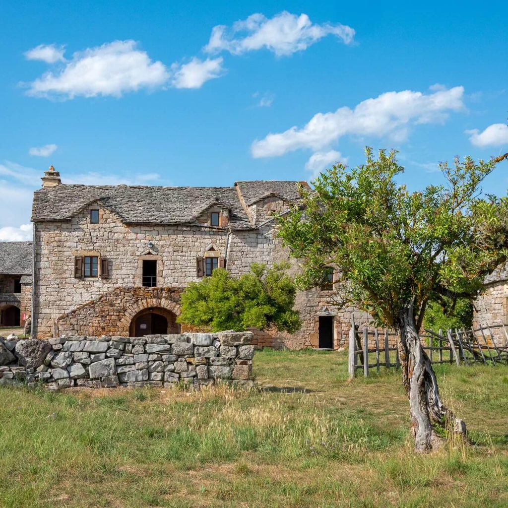 Traditional stone buildings at Domaine des Boissets near Sainte-Enimie