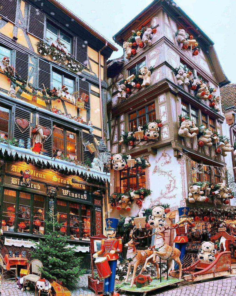 Christmas decorations inside Féerie de Noël in Riquewihr
